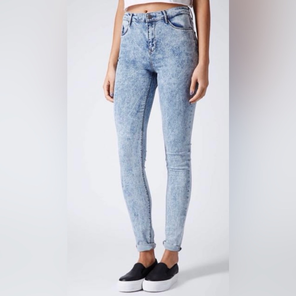 Topshop Jaime acid wash super skinny jeans NWT